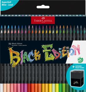 Creioane Colorate 50 Culori Black Edition, Faber-Castell