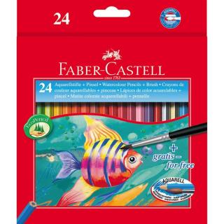 CREIOANE COLORATE ACUARELA 24 BUC + PENSULA FABER-CASTELL