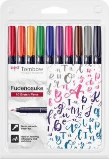 Fudenosuke Small Writing Vivid Colour Hard, Set 10 Culori Tombow