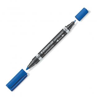Marker Permanent 2 Capete F M 06mm 1.5mm Albastru Staedtler