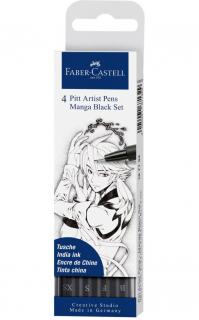 PITT ARTIST PEN MANGA SET 4 BUC NEGRU FABER-CASTELL