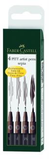 PITT ARTIST PEN SET 4 BUC SEPIA FABER-CASTELL