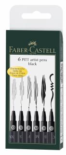 PITT ARTIST PEN SET 6 BUC M, F, S, XS, B, C FABER-CASTELL