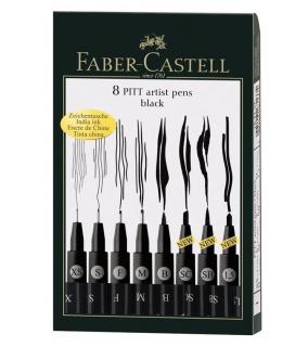 PITT ARTIST PEN SET 8 BUC NEGRU FABER-CASTELL