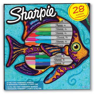 Set 28 Markere Permanente Fine Point Bullet Fish Sharpie - Editie Limitata