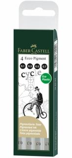 Set 4 Liner Eco Pigment Negru 0.1, 0.3, 0.5, 0.7 Faber-Castell