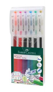 Set 6 buc Pix cu Gel 0.7mm Fast Gel, Faber-Castell