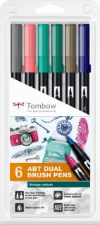 Set 6 Culori Derma Dual Brush Pen Tombow