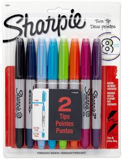 Set 8 Markere Permanente Twin Tip Bullet Sharpie