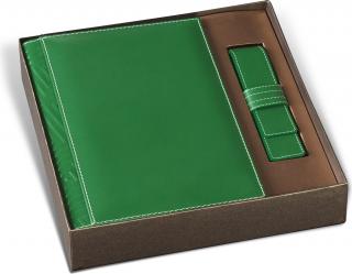 Set Agenda Piele B5 + Pouch Pen Green, Princ Leather