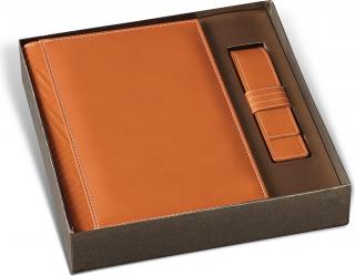 Set Agenda Piele B5 + Pouch Pen Orange, Princ Leather