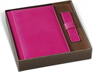 Set Agenda Piele B5 + Pouch Pen Pink,   Princ Leather