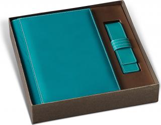 Set Agenda Piele B5 + Pouch Pen Turquoise, Princ Leather