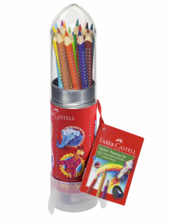 Set Cadou Racheta15 Ceioane Colorate Grip + Ascutitoare Faber-Castell