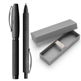 Set Cadou Stilou + Pix Essentio Aluminium Black Faber-Castell