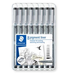 Set Pigment Liner 308 Set 8 dimensiuni, Staedtler