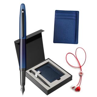 Set Sheaffer Stilou VFM Matte Blue + Port Card Piele Asortat + Martisor