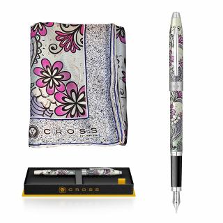 Set Stilou Botanica Purple Orchid CT + Esarfa matase naturala 2, Cross
