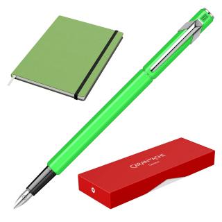 Set Stilou Caran D Ache 849 Green + Notes Velvet A5 Green