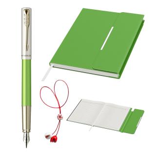 Set Stilou Parker Vector XL Royal Green Champagne CT + Notes B6 Lime Royal III + Martisor