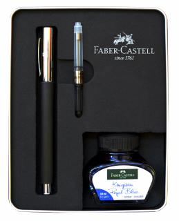 Stilou Ambition Precious Resin Negru + calimara + convertor Faber-Castell