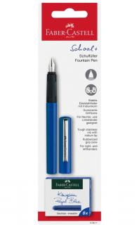 Stilou Scolar Albastru si 6 Cartuse in Blister, Faber-Castell