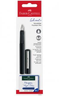 Stilou Scolar Carbon si 6 Cartuse in Blister, Faber-Castell