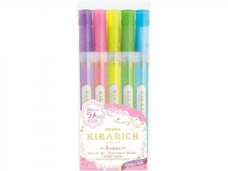 Textmarker Kirarich Glitter 5 culori set Zebra