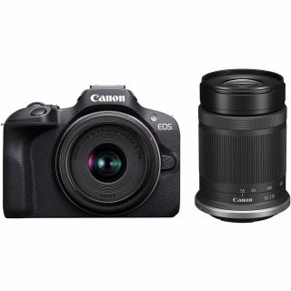 Canon EOS R100 - Aparat Foto Mirrorles Montura Canon RF -  Kit dublu cu RF-S 18-45mm f 4.5-6.3 IS STM si RF-S 55-210mm f 5-7.1 IS STM
