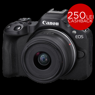 Canon EOS R50 , Aparat Foto Mirrorless APS-C , 4K -Kit cu RF-S 18-45mm f 4.5-6.3 IS STM -negru