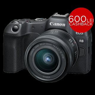 Canon EOS R8,  Aparat Foto Mirrorless Full Frame, 4K -Kit cu RF 24-50mm f 4.5-6.3 IS STM