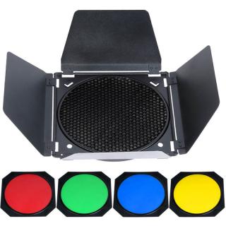 Godox BD-04- Barndoor kit ( Voleti + Geluri colorate ) pentru GODOX AD-R6   Reflector diametru 18cm metal