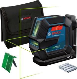 Bosch GLL 2-15 G + LB 10 + DK 10 Nivela laser cu linii verzi (15 m) + Suport universal + Clema de prindere pe tavan + Valiza