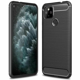 Husa Carbon Silicone pentru Google Pixel 5, Negru