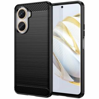 Husa Carbon Silicone pentru Huawei Nova 10 SE, Negru