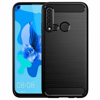 Husa Carbon Silicone pentru Huawei Nova 5T, Negru