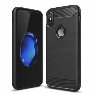 Husa Carbon Silicone pentru iPhone X   XS, Negru