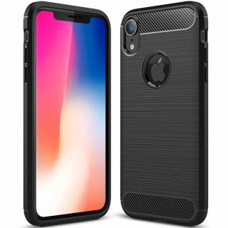 Husa Carbon Silicone pentru iPhone XR, Negru