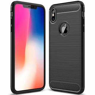 Husa Carbon Silicone pentru iPhone XS Max, Negru