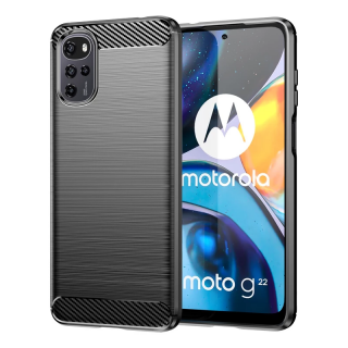 Husa Carbon Silicone pentru Motorola Moto G22, Negru