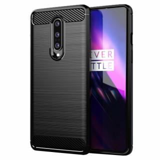 Husa Carbon Silicone pentru OnePlus 8, Negru