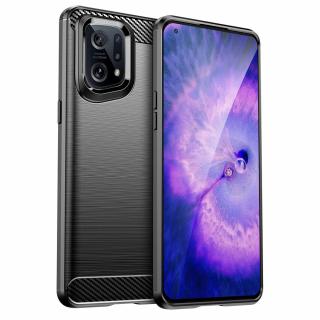 Husa Carbon Silicone pentru OPPO Find X5 5G, Negru