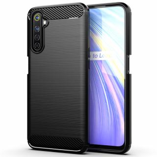 Husa Carbon Silicone pentru Realme 6 Pro, Negru