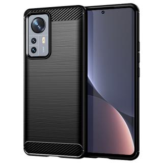 Husa Carbon Silicone pentru Xiaomi 12, Negru