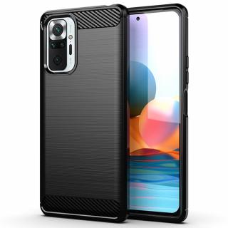 Husa Carbon Silicone pentru Xiaomi Redmi Note 10 Pro, Negru