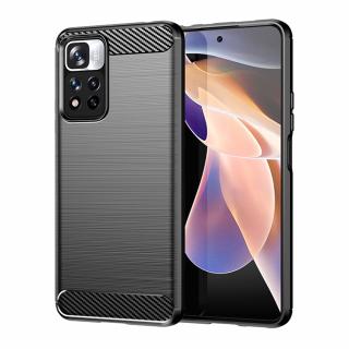 Husa Carbon Silicone pentru Xiaomi Redmi Note 11 Pro+ 5G, Negru