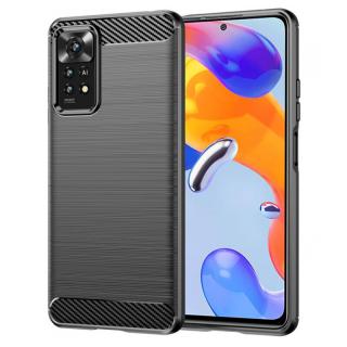 Husa Carbon Silicone pentru Xiaomi Redmi Note 11 Pro, Negru