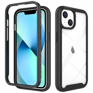 Husa Defense 360 + folie protectie pentru iPhone 14, Negru