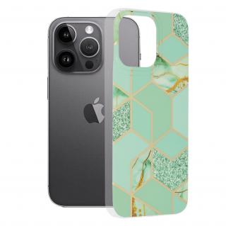 Husa iPhone 14 Pro Max, Techsuit Marble Series, Green Hex