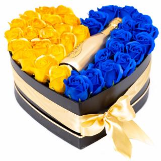 Aranjament Floral Bottega Blue And Gold, 30cm